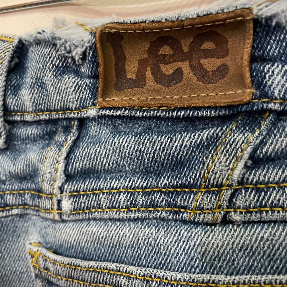 Lee‎ Vtg Cutoff Jean Shorts 16 High Waist Frayed Hem Made in USA